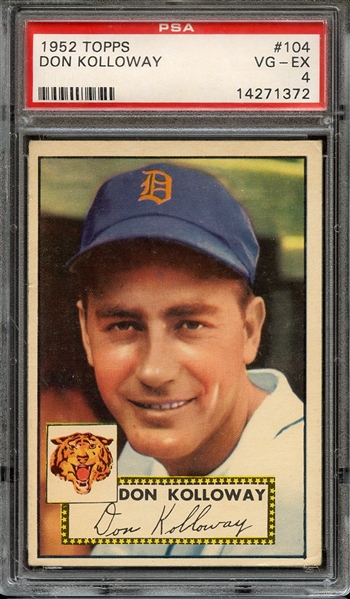 1952 TOPPS 104 DON KOLLOWAY PSA VG-EX 4