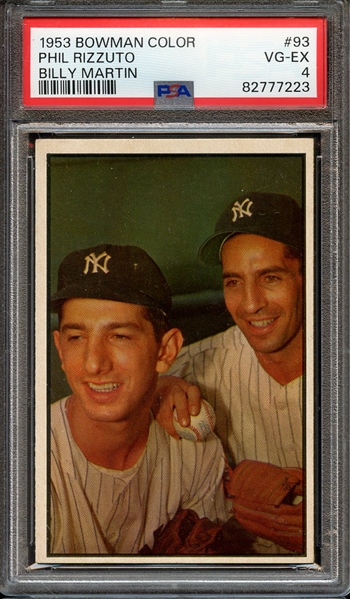 1953 BOWMAN COLOR 93 PHIL RIZZUTO BILLY MARTIN PSA VG-EX 4