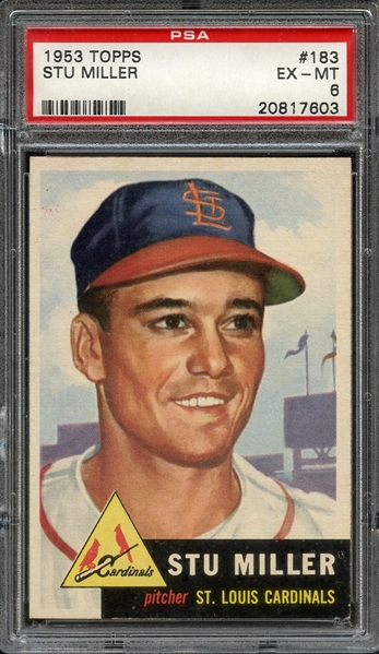 1953 TOPPS 183 STU MILLER PSA EX-MT 6