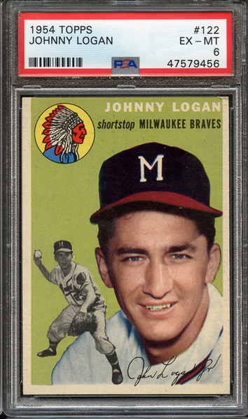 1954 TOPPS 122 JOHNNY LOGAN PSA EX-MT 6