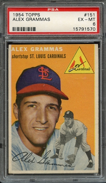 1954 TOPPS 151 ALEX GRAMMAS PSA EX-MT 6