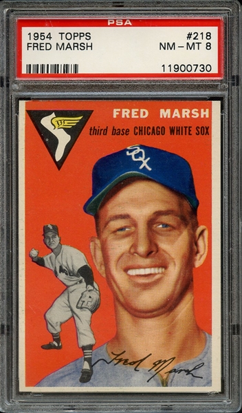 1954 TOPPS 218 FRED MARSH PSA NM-MT 8