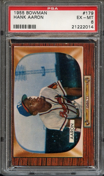 1955 BOWMAN 179 HANK AARON PSA EX-MT 6