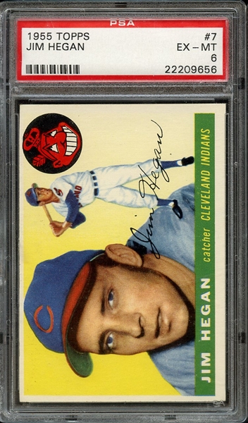 1955 TOPPS 7 JIM HEGAN PSA EX-MT 6