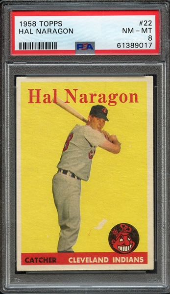 1958 TOPPS 22 HAL NARAGON PSA NM-MT 8