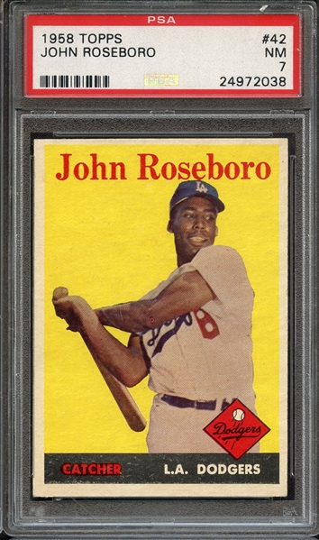 1958 TOPPS 42 JOHN ROSEBORO PSA NM 7