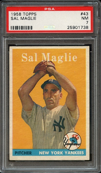 1958 TOPPS 43 SAL MAGLIE PSA NM 7