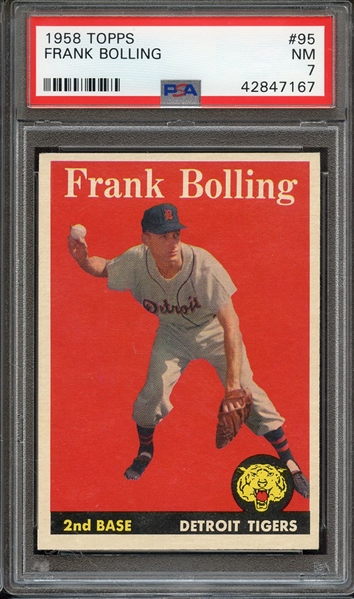 1958 TOPPS 95 FRANK BOLLING PSA NM 7