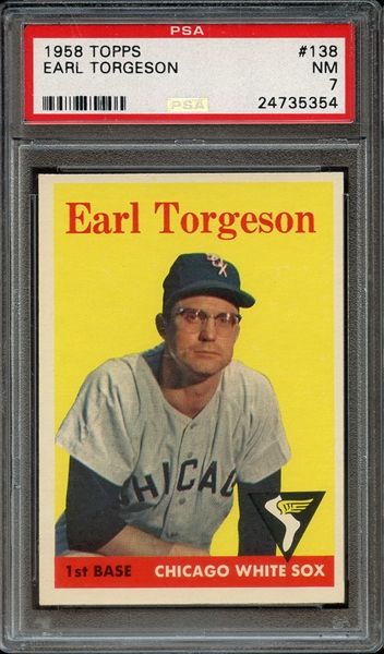 1958 TOPPS 138 EARL TORGESON PSA NM 7