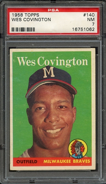 1958 TOPPS 140 WES COVINGTON PSA NM 7