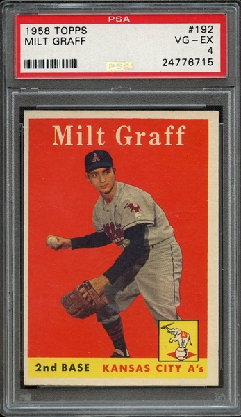 1958 TOPPS 192 MILT GRAFF PSA VG-EX 4