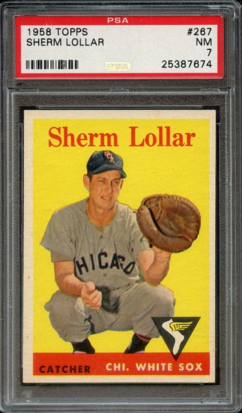 1958 TOPPS 267 SHERM LOLLAR PSA NM 7