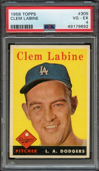 1958 TOPPS 305 CLEM LABINE PSA VG-EX 4