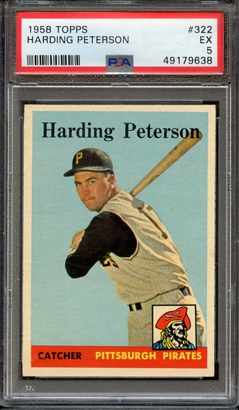 1958 TOPPS 322 HARDING PETERSON PSA EX 5