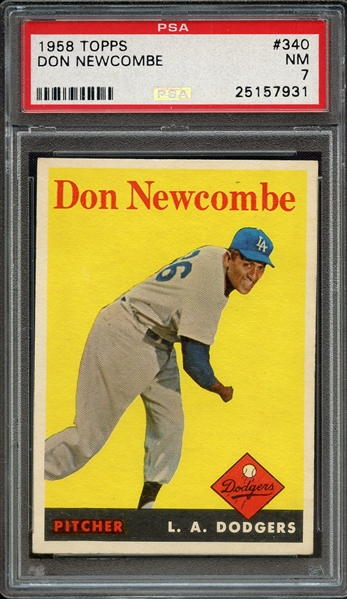 1958 TOPPS 340 DON NEWCOMBE PSA NM 7