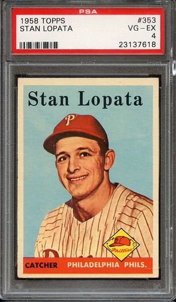 1958 TOPPS 353 STAN LOPATA PSA VG-EX 4