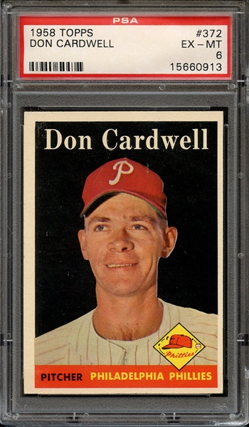 1958 TOPPS 372 DON CARDWELL PSA EX-MT 6