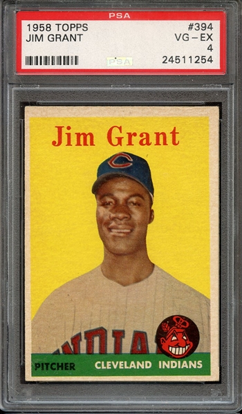 1958 TOPPS 394 JIM GRANT PSA VG-EX 4