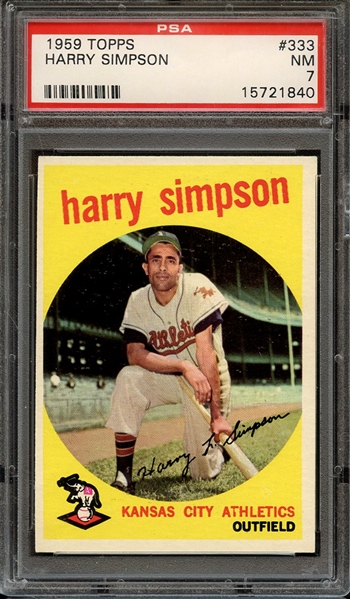 1959 TOPPS 333 HARRY SIMPSON PSA NM 7