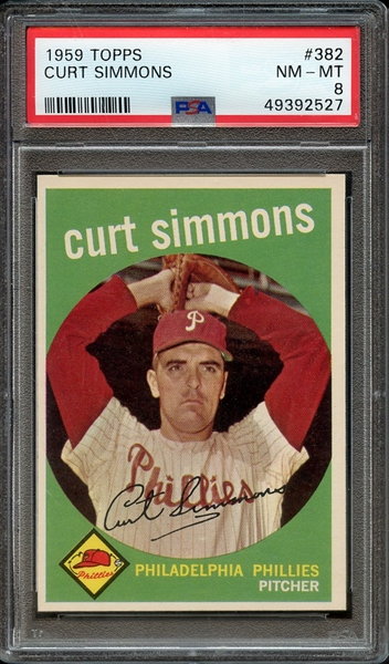 1959 TOPPS 382 CURT SIMMONS PSA NM-MT 8