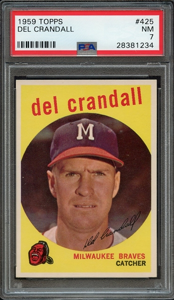 1959 TOPPS 425 DEL CRANDALL PSA NM 7