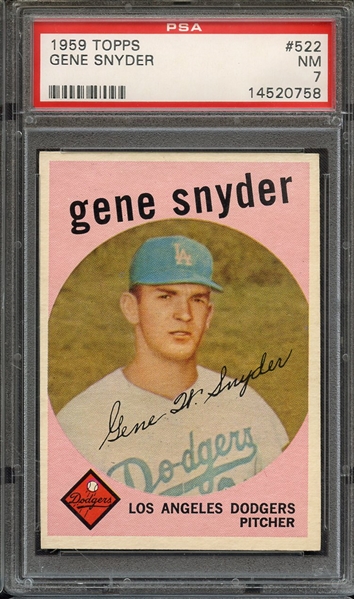 1959 TOPPS 522 GENE SNYDER PSA NM 7