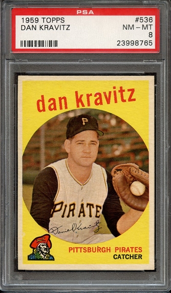 1959 TOPPS 536 DAN KRAVITZ PSA NM-MT 8