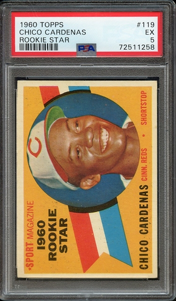 1960 TOPPS 119 CHICO CARDENAS ROOKIE STAR PSA EX 5