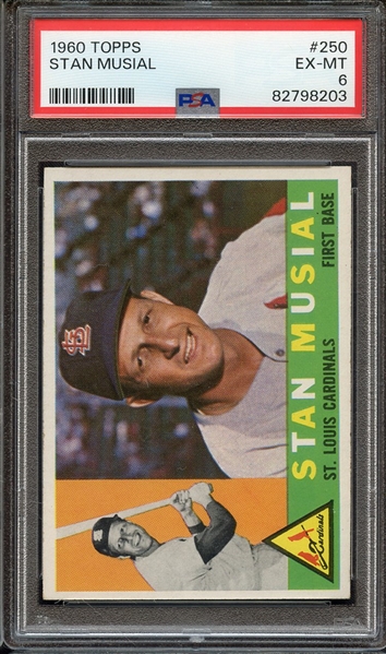 1960 TOPPS 250 STAN MUSIAL PSA EX-MT 6