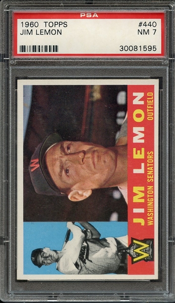 1960 TOPPS 440 JIM LEMON PSA NM 7