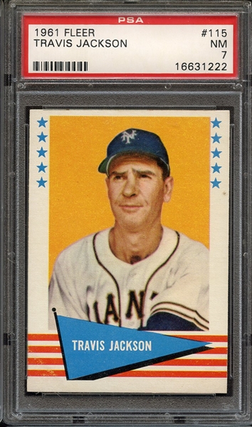 1961 FLEER 115 TRAVIS JACKSON PSA NM 7