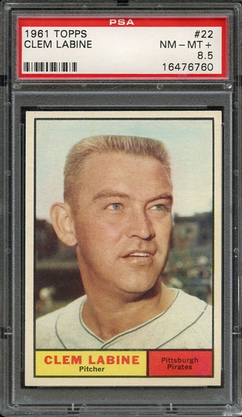 1961 TOPPS 22 CLEM LABINE PSA NM-MT+ 8.5