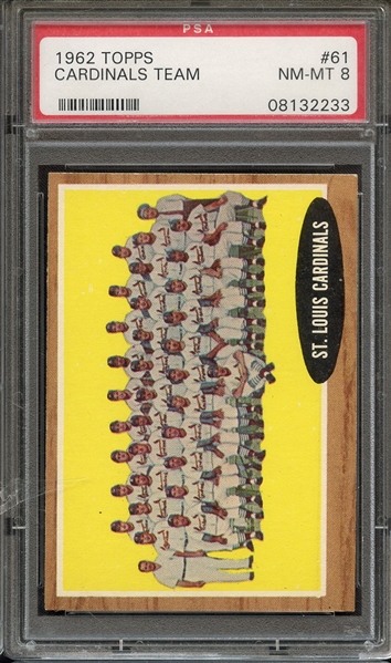 1962 TOPPS 61 CARDINALS TEAM PSA NM-MT 8