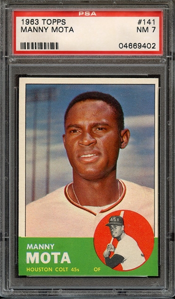 1963 TOPPS 141 MANNY MOTA PSA NM 7