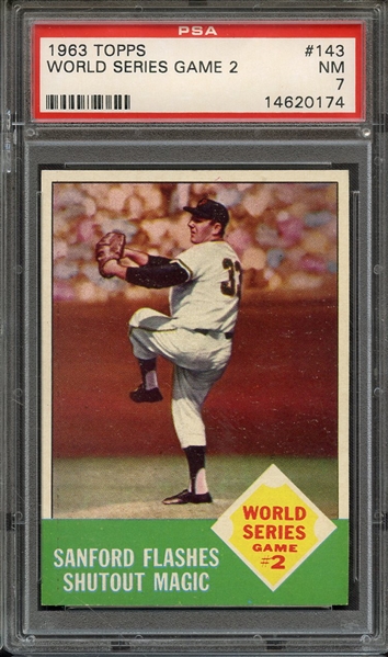 1963 TOPPS 143 WORLD SERIES GAME 2 PSA NM 7