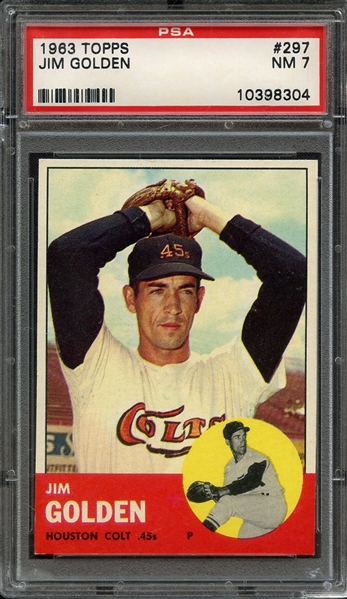 1963 TOPPS 297 JIM GOLDEN PSA NM 7