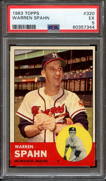 1963 TOPPS 320 WARREN SPAHN PSA EX 5