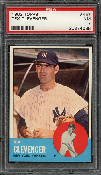 1963 TOPPS 457 TEX CLEVENGER PSA NM 7