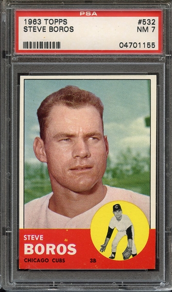 1963 TOPPS 532 STEVE BOROS PSA NM 7