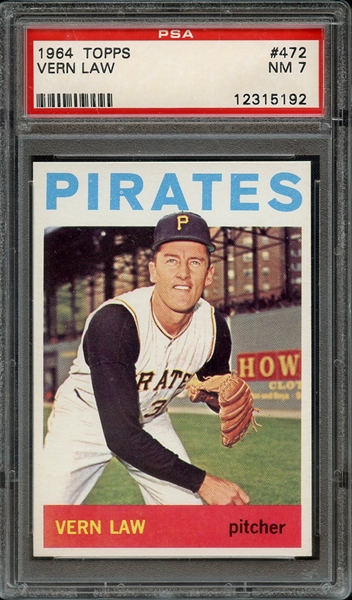 1964 TOPPS 472 VERN LAW PSA NM 7