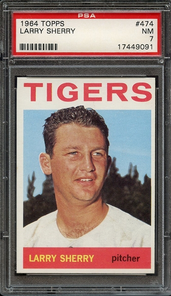 1964 TOPPS 474 LARRY SHERRY PSA NM 7