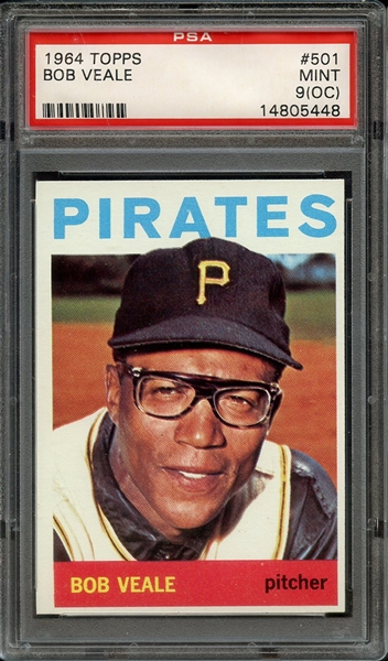 1964 TOPPS 501 BOB VEALE PSA MINT 9 (OC)