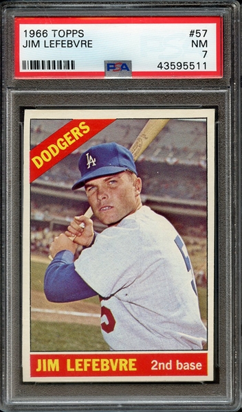 1966 TOPPS 57 JIM LEFEBVRE PSA NM 7