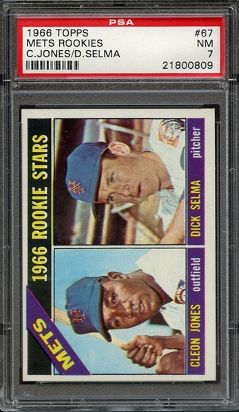 1966 TOPPS 67 METS ROOKIES C.JONES/D.SELMA PSA NM 7