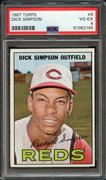 1967 TOPPS 6 DICK SIMPSON PSA VG-EX 4