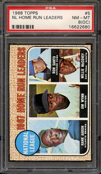 1968 TOPPS 5 NL HOME RUN LEADERS PSA NM-MT 8 (OC)