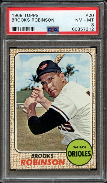 1968 TOPPS 20 BROOKS ROBINSON PSA NM-MT 8