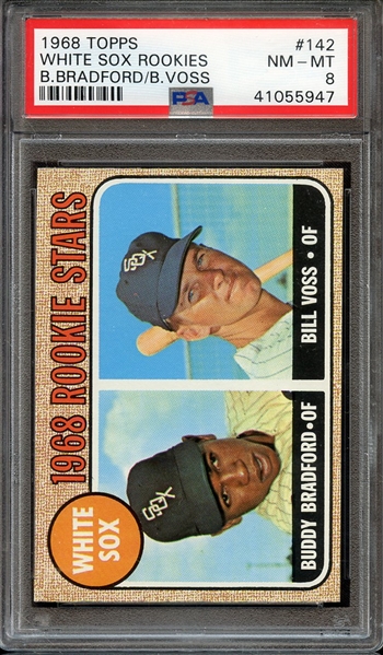 1968 TOPPS 142 WHITE SOX ROOKIES B.BRADFORD/B.VOSS PSA NM-MT 8