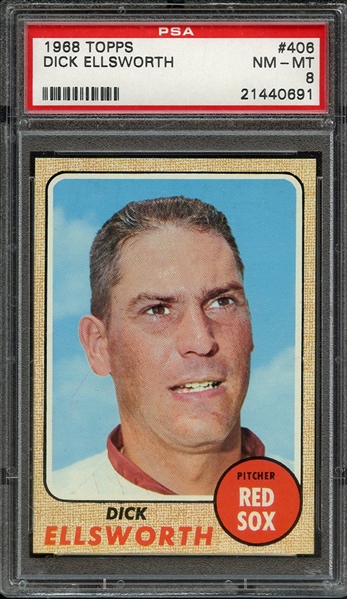 1968 TOPPS 406 DICK ELLSWORTH PSA NM-MT 8