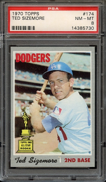 1970 TOPPS 174 TED SIZEMORE PSA NM-MT 8